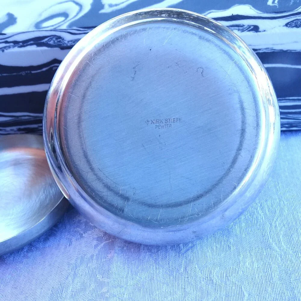 Vintage Kirk Stieff Pewter Velvet Lined Trinket Box
